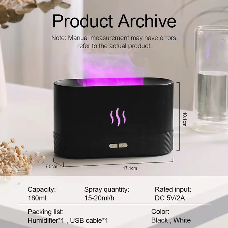LED Flame Aroma Humidifier – Ultrasonic Essential Oil Diffuser