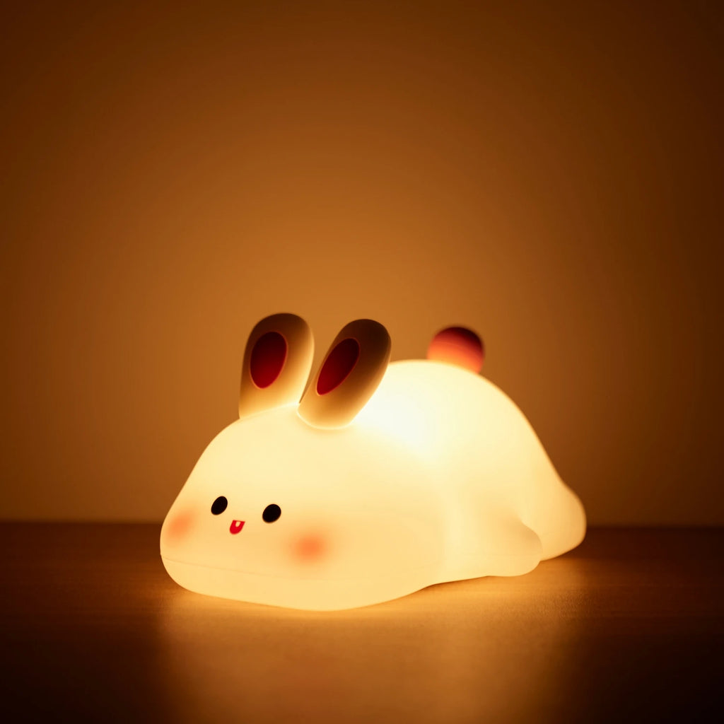 Cute Silicone Squishy Night Lamp Fox Rabbit Dimmable Nursery Nightlight Rechargeable Timing Bedside Table Lamp with Touch Sensor