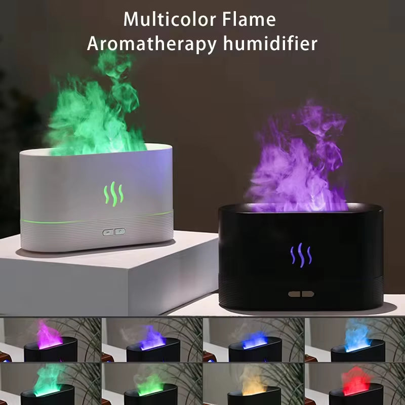 LED Flame Aroma Humidifier – Ultrasonic Essential Oil Diffuser
