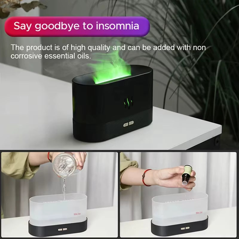 LED Flame Aroma Humidifier – Ultrasonic Essential Oil Diffuser