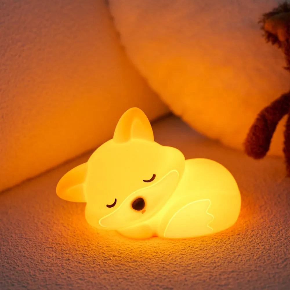Silicone Night Light - Adorable Fox, Frog, and Duck Designs with Touch Sensor and Rechargeable Features for Nursery and Bedroom Decor