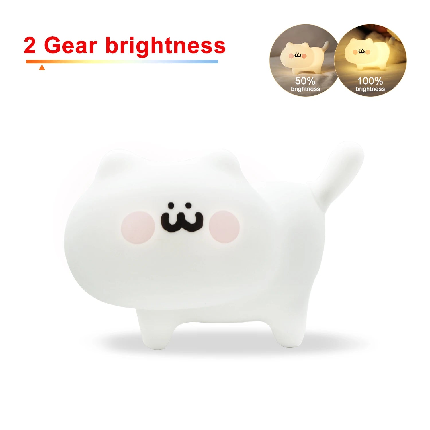 Mini Cat Baby Night Light | 7-Color Touch LED Bedside Lamp