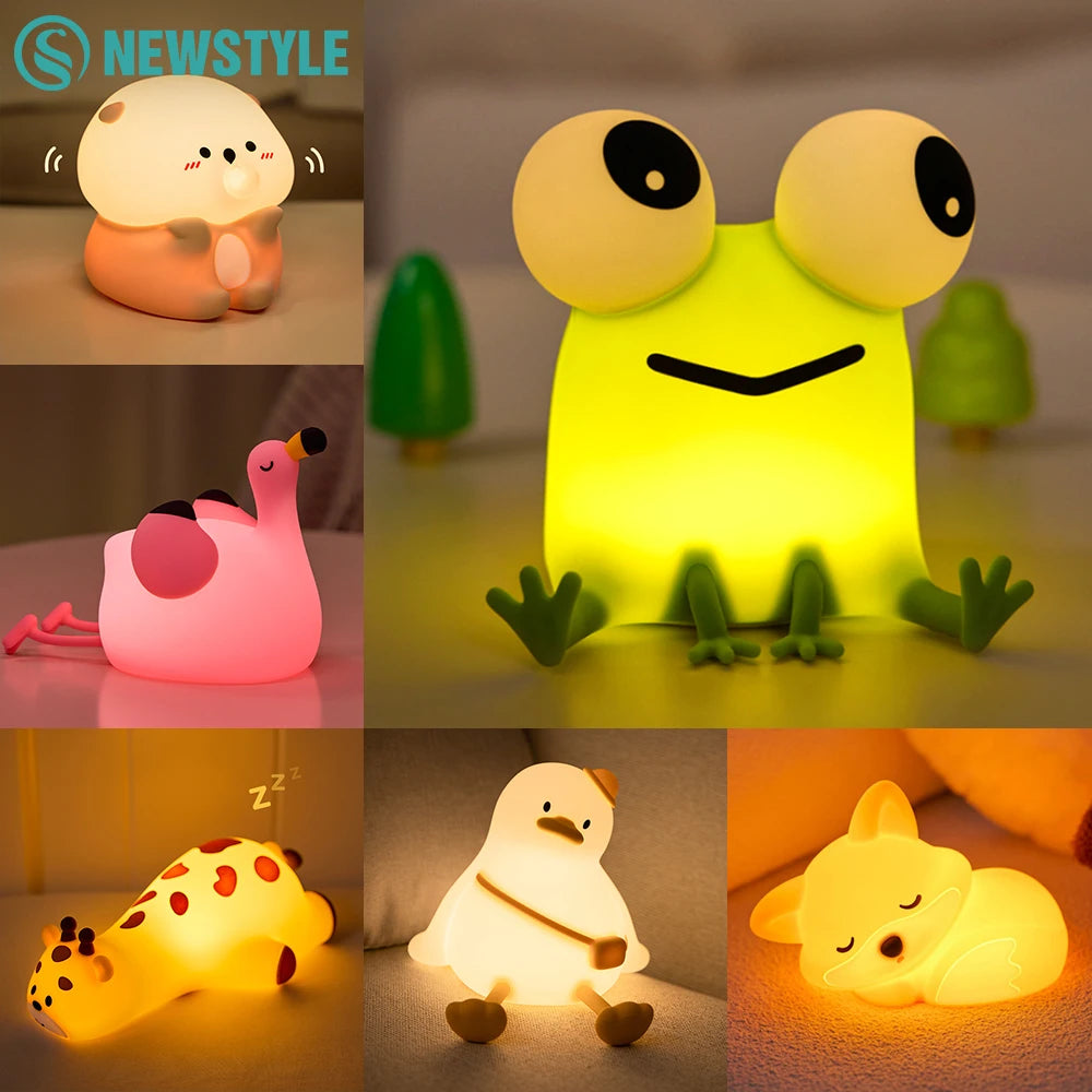 Silicone Night Light - Adorable Fox, Frog, and Duck Designs with Touch Sensor and Rechargeable Features for Nursery and Bedroom Decor
