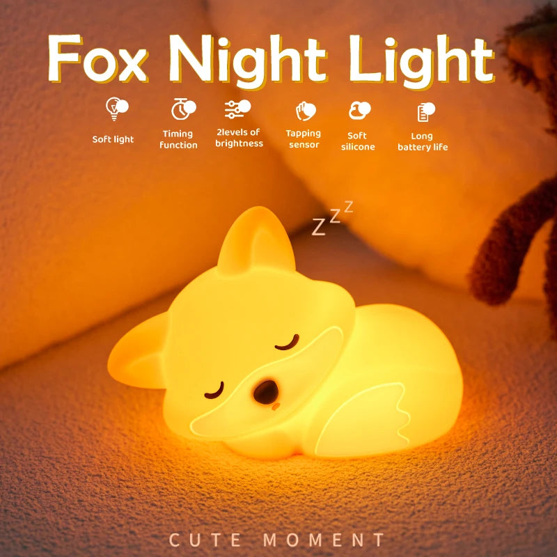 Silicone Night Light - Adorable Fox, Frog, and Duck Designs with Touch Sensor and Rechargeable Features for Nursery and Bedroom Decor
