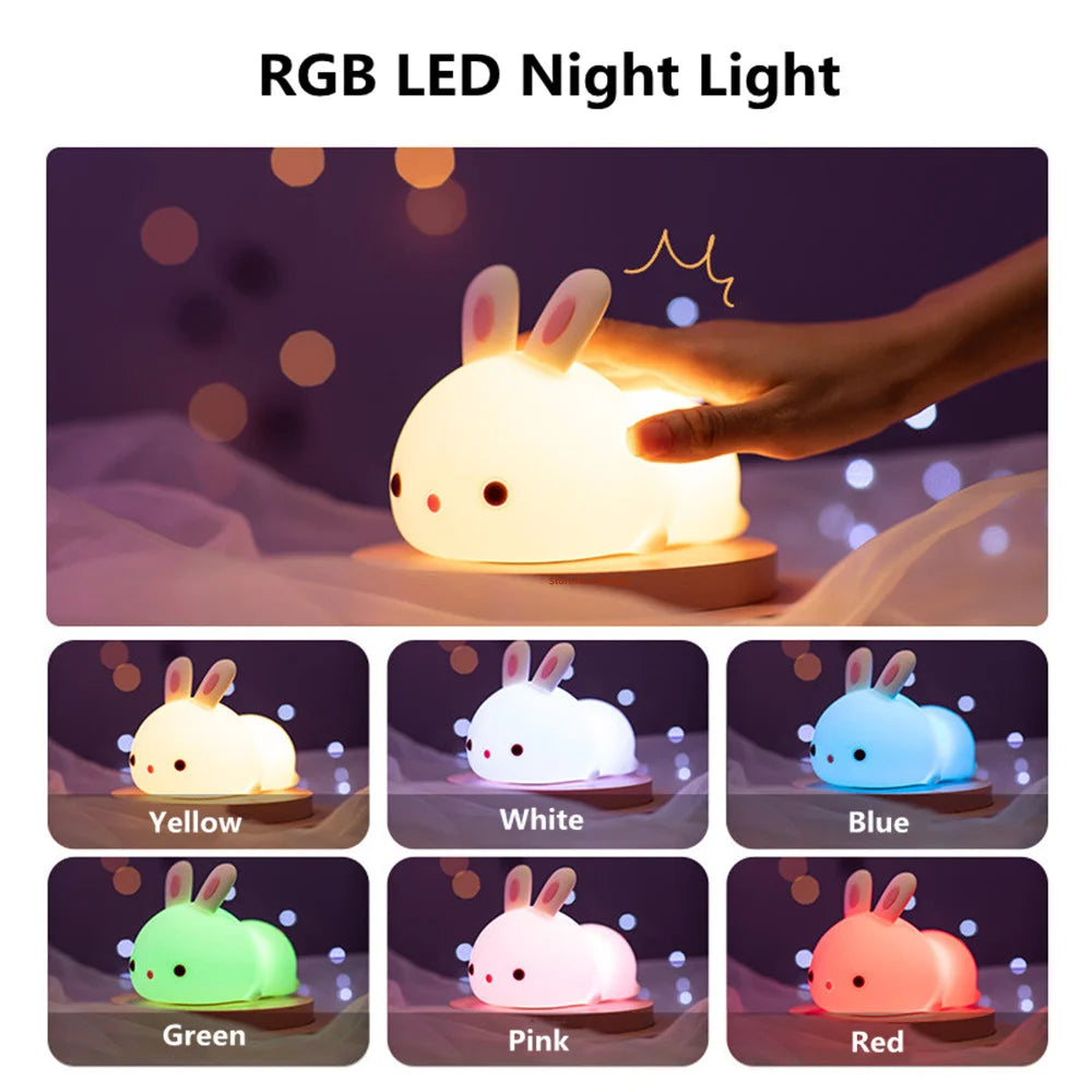 LED Rechargeable Silicone Rabbit Night Light