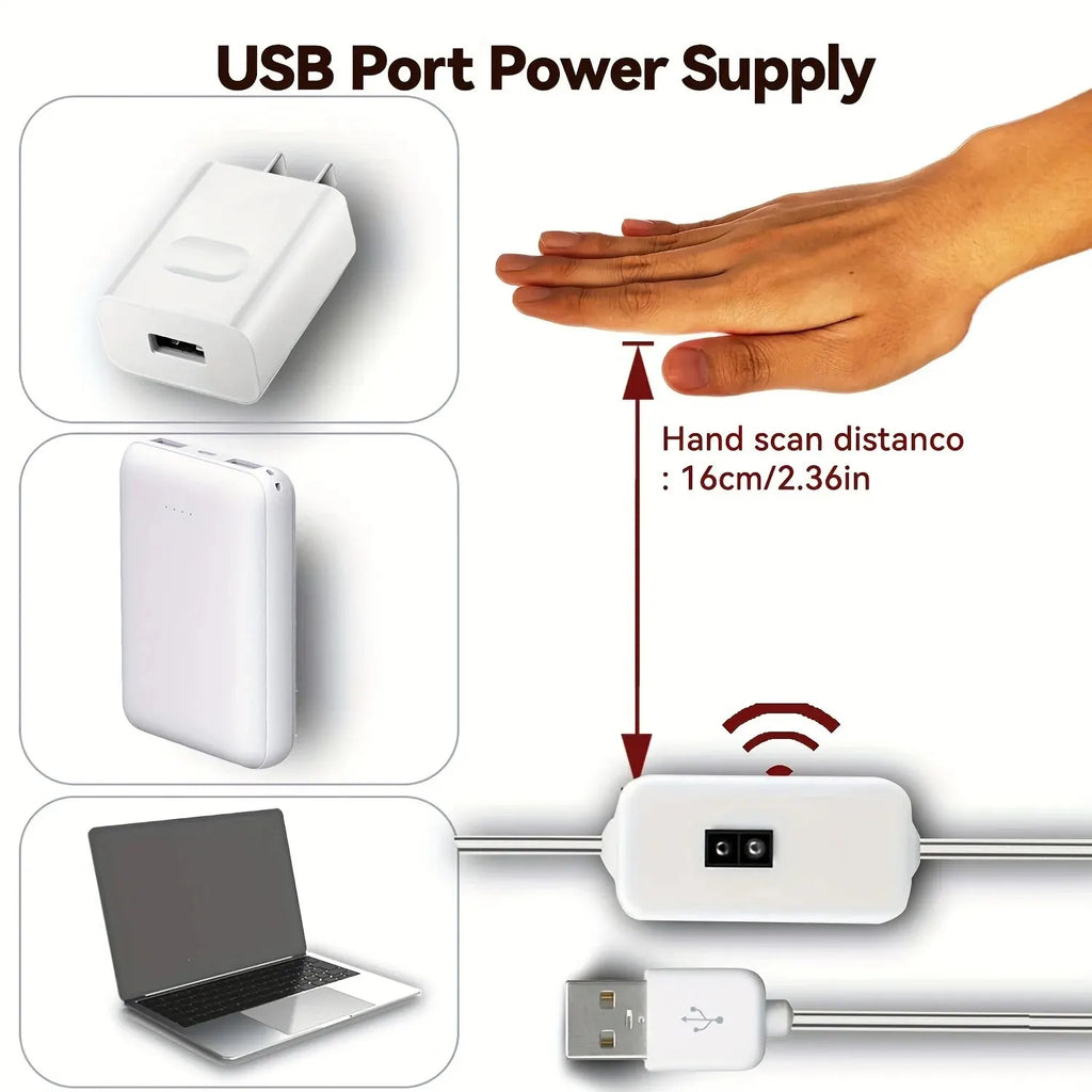 Gesture-Control LED Light Strip 💡 | 1M USB 5V | Dimmable for TV & Room Setup